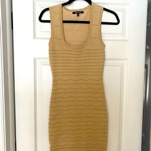 Gold knit body-con dress